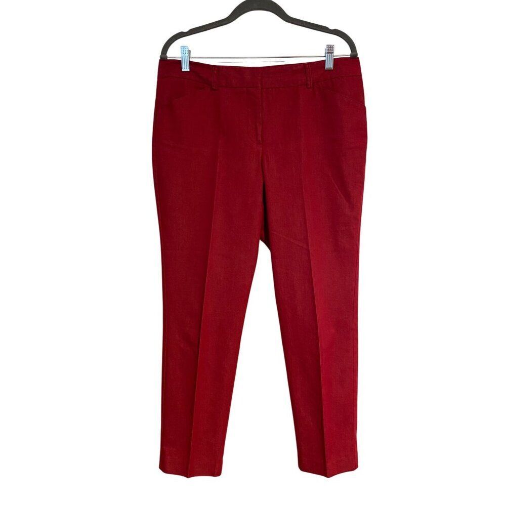 Larry Levine Womens Size 12 Pants Red Straight-Leg Office City Casual Work Comfy